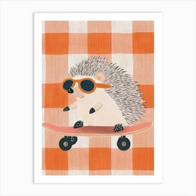 Hedgehog On Skateboard Art Print