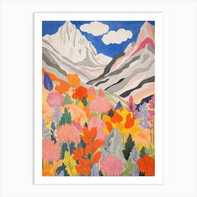 Alpamayo Peru 1 Colourful Mountain Illustration Art Print