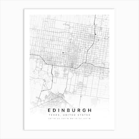 Edinburgh Indiana USA White Map Art Print