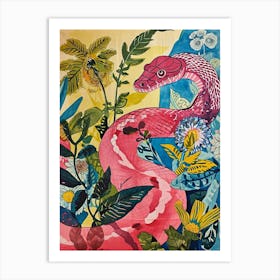 Floral Animal Painting Snake 4 Art Print