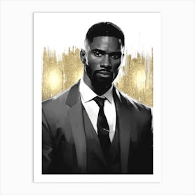 Black Man with Gold Abstract 10 Art Print