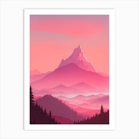 Misty Mountains Vertical Background In Pink Tone 76 Art Print