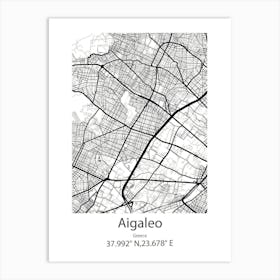 Aigaleo,Greece Minimalist Map Art Print