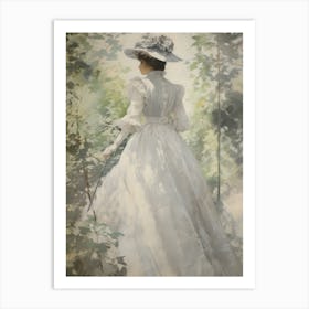 Victorian Woman In Garden Painting Art Print