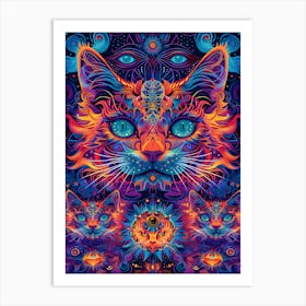 Psychedelic Cat 8 Art Print