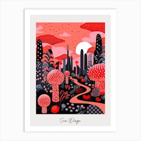 Poster Of San Diego, Illustration In The Style Of Pop Art 2 Art Print