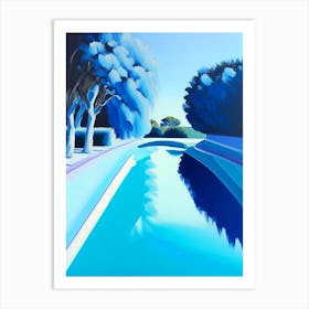 Lanes In Swimming Pool Landscapes Waterscape Marble Acrylic Painting 2 Art Print