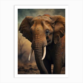 Elephant In The Savannah Art Print