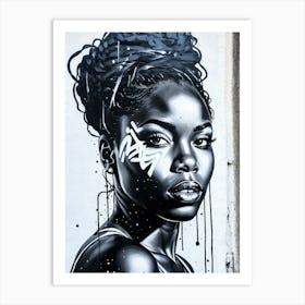 Graffiti Mural Of Beautiful Black Woman 100 Art Print