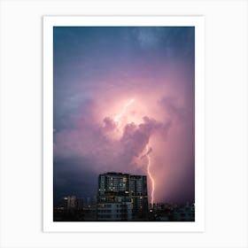 Sunset Lightning Storm In Saigon, Vietnam Art Print
