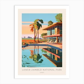 Lower Zambezi, Zambia 3 Midcentury Modern Pool Poster Art Print