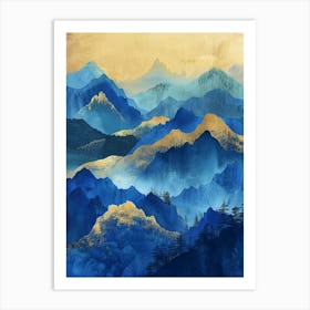 Blue And Gold Mountains 8 Art Print