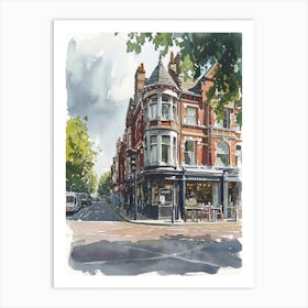 Wandsworth London Borough   Street Watercolour 4 Art Print
