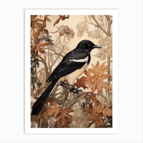 Dark And Moody Botanical Magpie 8 Art Print