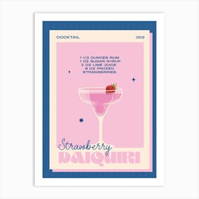 Strawberry Daiquiri Navy & Pink Art Print