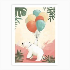 Polar Bear Holding Balloons Storybook Illustration 3 Art Print