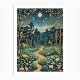 Forest Flowers At Night Art Print