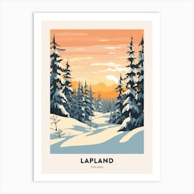 Vintage Winter Travel Poster Lapland Finland 2 Art Print