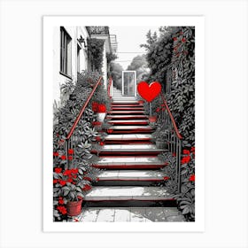 Colorful Stairway With Heart (4) Art Print