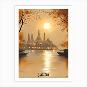 Sunset In Bangkok, minimalist soft tones palette, watercolor poster Art Print