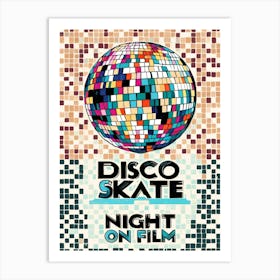 Disco Skate Night On Art Print