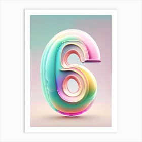 6, Number, Education Rainbow Bubble 3 Art Print