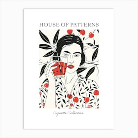 Woman Portrait With Cherries 5 Pattern Poster Art Print