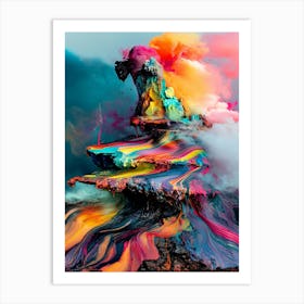 Abstract Painting Rainbow Vulcano Art Print