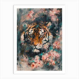 Tiger In Bloom 2 Art Print