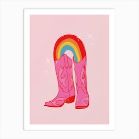 Cowboy Boots With Rainbow Art Print