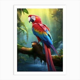 Winged Kaleidoscope: Colorful Macaw Wall Art Art Print