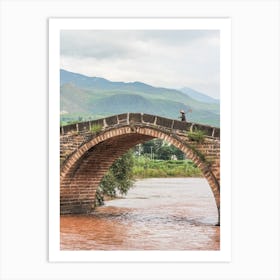 Crossing a bridge in Shaxi, Yunnan, China Art Print