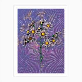 Vintage Lilac Senecio Flower Botanical Illustration on Veri Peri n.0075 Art Print