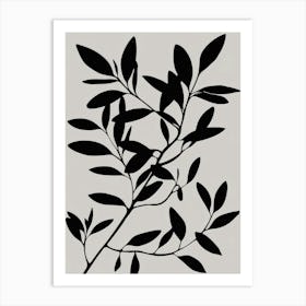 Black And White Leaf Silhouette Art Print
