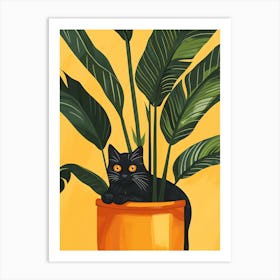 Cute Black Cat in a Plant Pot 11 Art Print