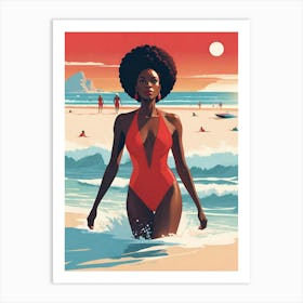 Woman Walking Out Of The Ocean Art Print