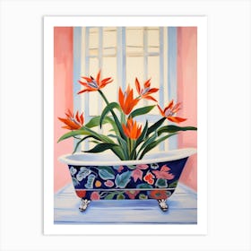 A Bathtube Full Of Bird Of Paradise In A Bathroom 4 Art Print