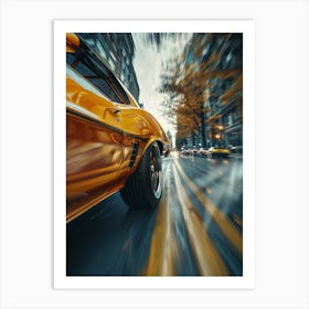 Classic American Muscle Car Driving In The City Art Print