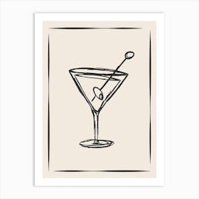Martini Cocktail Cream and Black Art Print