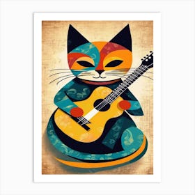 Cat Playing Guitar 1 Art Print