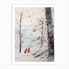 Winter Watercolour Red Squirrel 1 Art Print