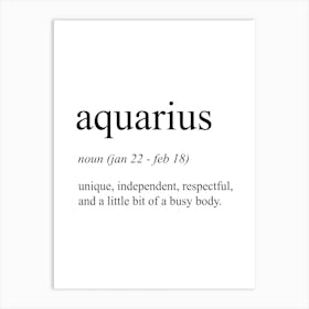 Aquarius Star Sign Definition Meaning Art Print