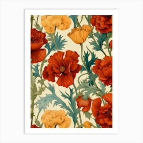 Poppy Seamless Pattern 1 Art Print