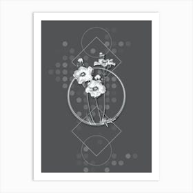 Vintage Chilian Guem Flower Botanical with Line Motif and Dot Pattern in Ghost Gray n.0259 Art Print