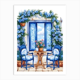 Blue Table And Chairs Art Print