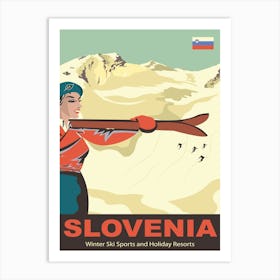 Slovenia, Skiing Girl Art Print