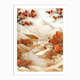 Beautiful Landscape Paper Craft Style 12 Art Print