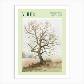 Alder Tree Atmospheric Watercolour Painting 7 Poster Art Print