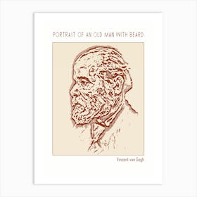 Line Art Minimalist – Portrait Of An Old Man With Beard – Vincent Van Gogh 1 Art Print