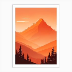 Misty Mountains Vertical Composition In Orange Tone 309 Art Print